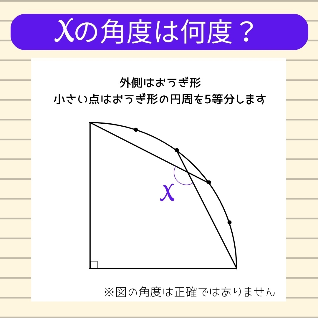 【角度当てクイズ Vol.1680】xの角度は何度？