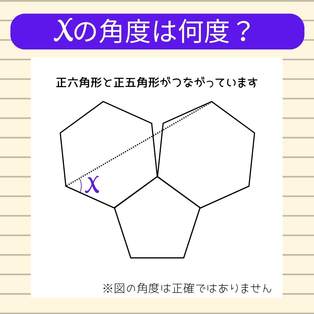 【角度当てクイズ Vol.1218】xの角度は何度？
