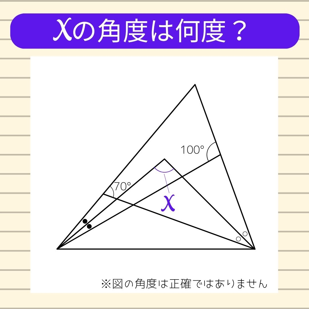 【角度当てクイズ Vol.1250】xの角度は何度？