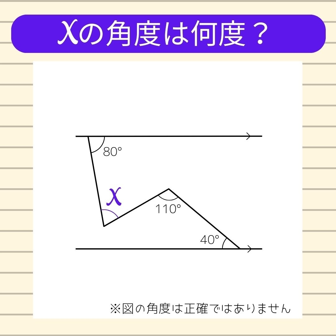 【角度当てクイズ Vol.843】xの角度は何度？