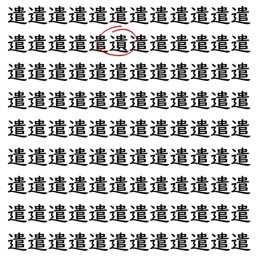 【漢字探し】ずらっと並んだ「遣」の中にまぎれた別の漢字一文字は？