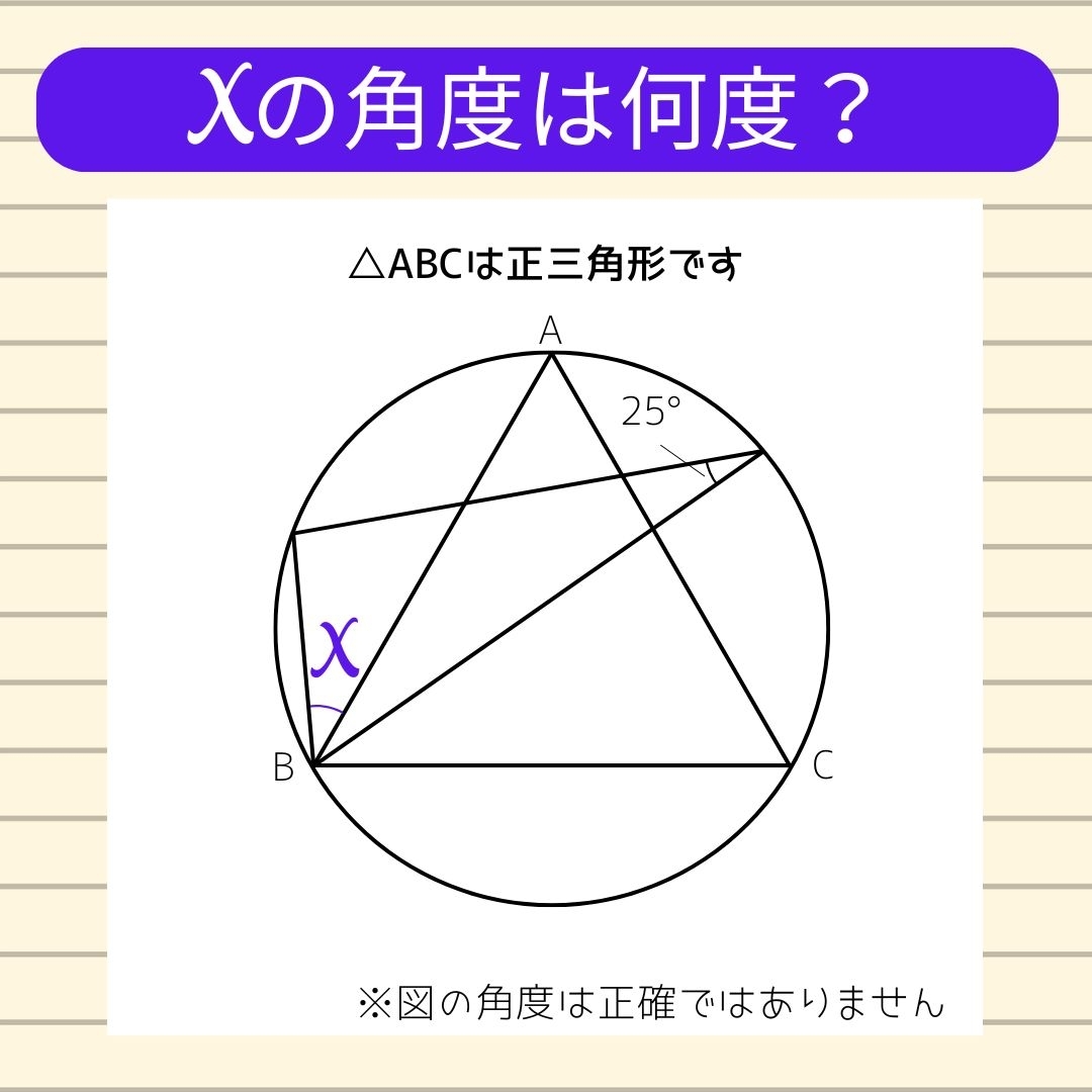 【角度当てクイズ Vol.935】xの角度は何度？