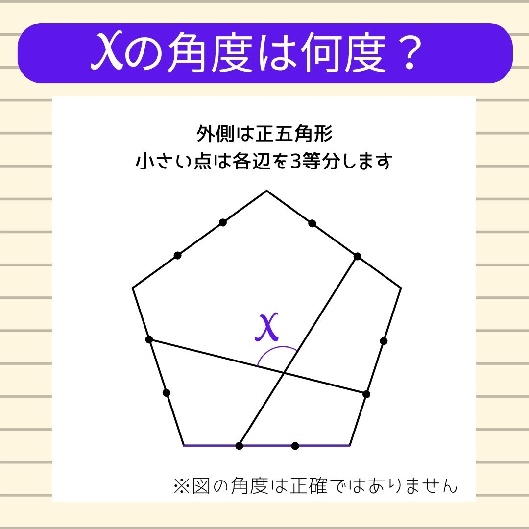 【角度当てクイズ Vol.1122】xの角度は何度？