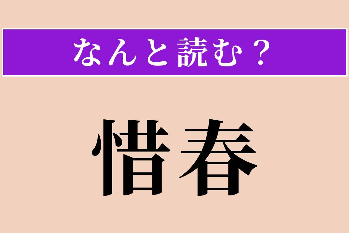 【難読漢字】「惜春」正しい読み方は？ サービス問題!? 春の去るのを惜しむことです