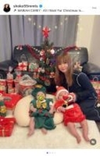 中川翔子、双子の赤ちゃんとクリスマスツリーを囲み「ミルクで乾杯」の温かい時間