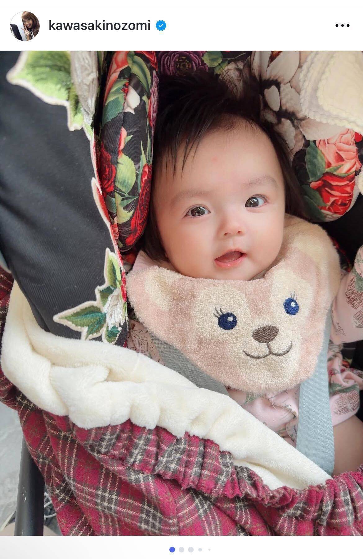 川崎希、第3子が生後4ヶ月に　手がかからない赤ちゃんの成長を報告