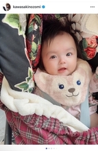 川崎希、第3子が生後4ヶ月に　手がかからない赤ちゃんの成長を報告