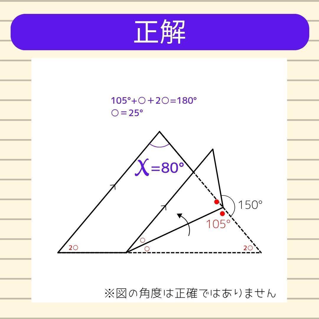 【角度当てクイズ Vol.1816】xの角度は何度？