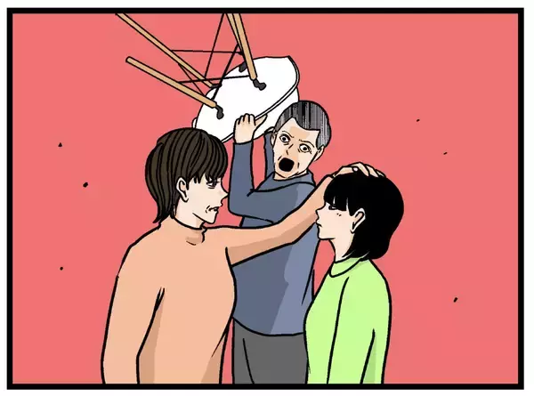 「【漫画】攻撃を止めない父に合気道の達人の母が本気を出す【母の再婚はヤバイモンスター Vol.74】」の画像