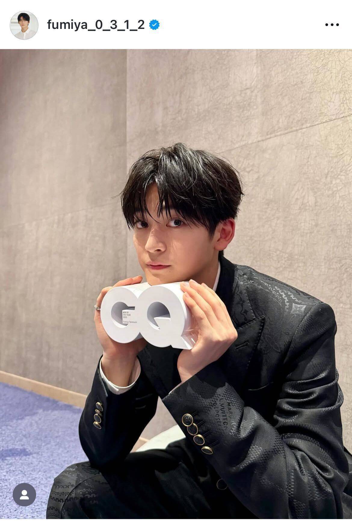 高橋文哉、「GQ MEN OF THE YEAR 2025」ブレイクスルー・アクター賞受賞に感謝