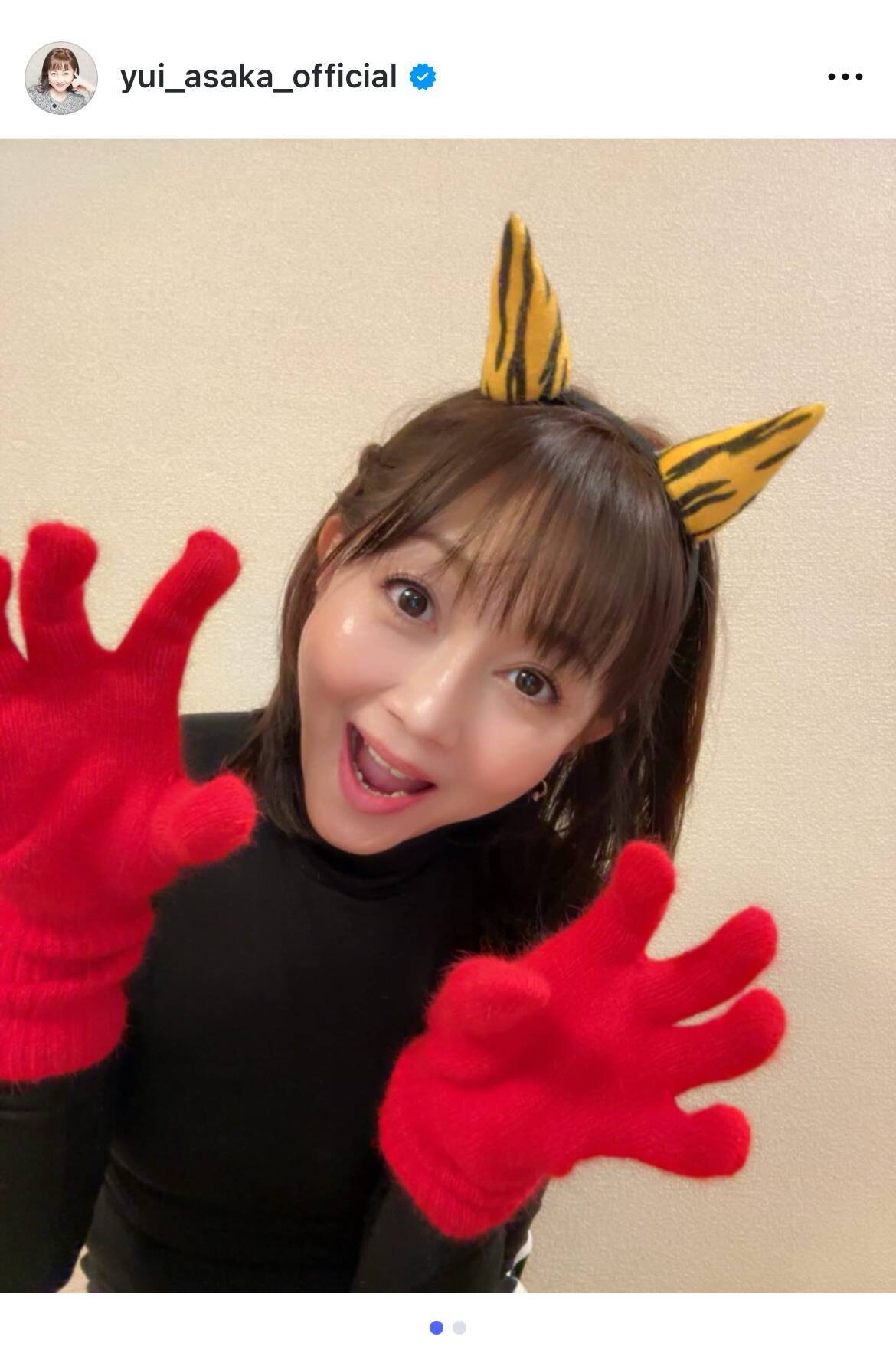 浅香唯、おみくじ「凶」で鬼役決定　娘から容赦ない豆まきを受ける