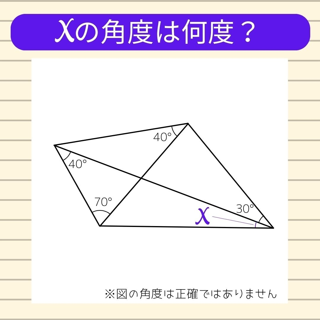 【角度当てクイズ Vol.688】xの角度は何度？