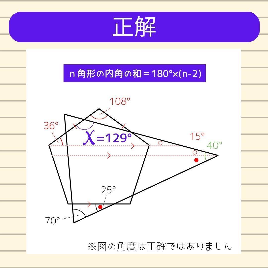 【角度当てクイズ Vol.1926】xの角度は何度？