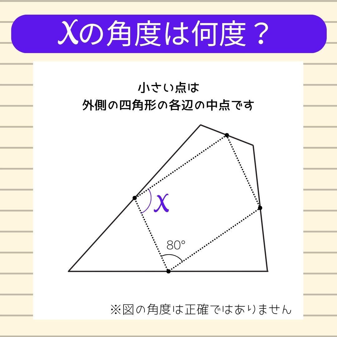 【角度当てクイズ Vol.2260】xの角度は何度？