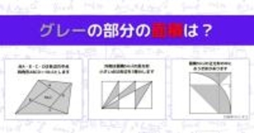 【図形問題 Vol.1629】グレーの部分の面積を求めよ！＜全3問＞