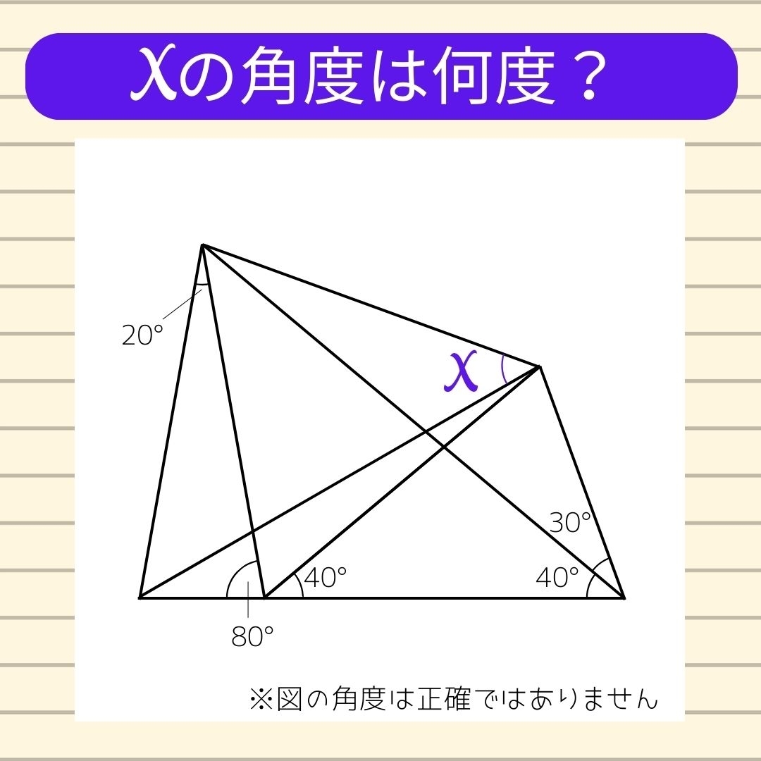 【角度当てクイズ Vol.529】xの角度は何度？