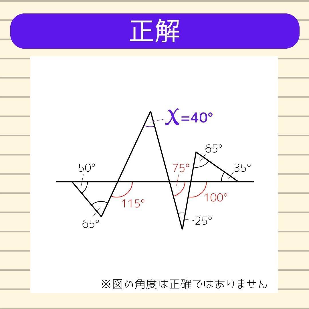 【角度当てクイズ Vol.2186】xの角度は何度？