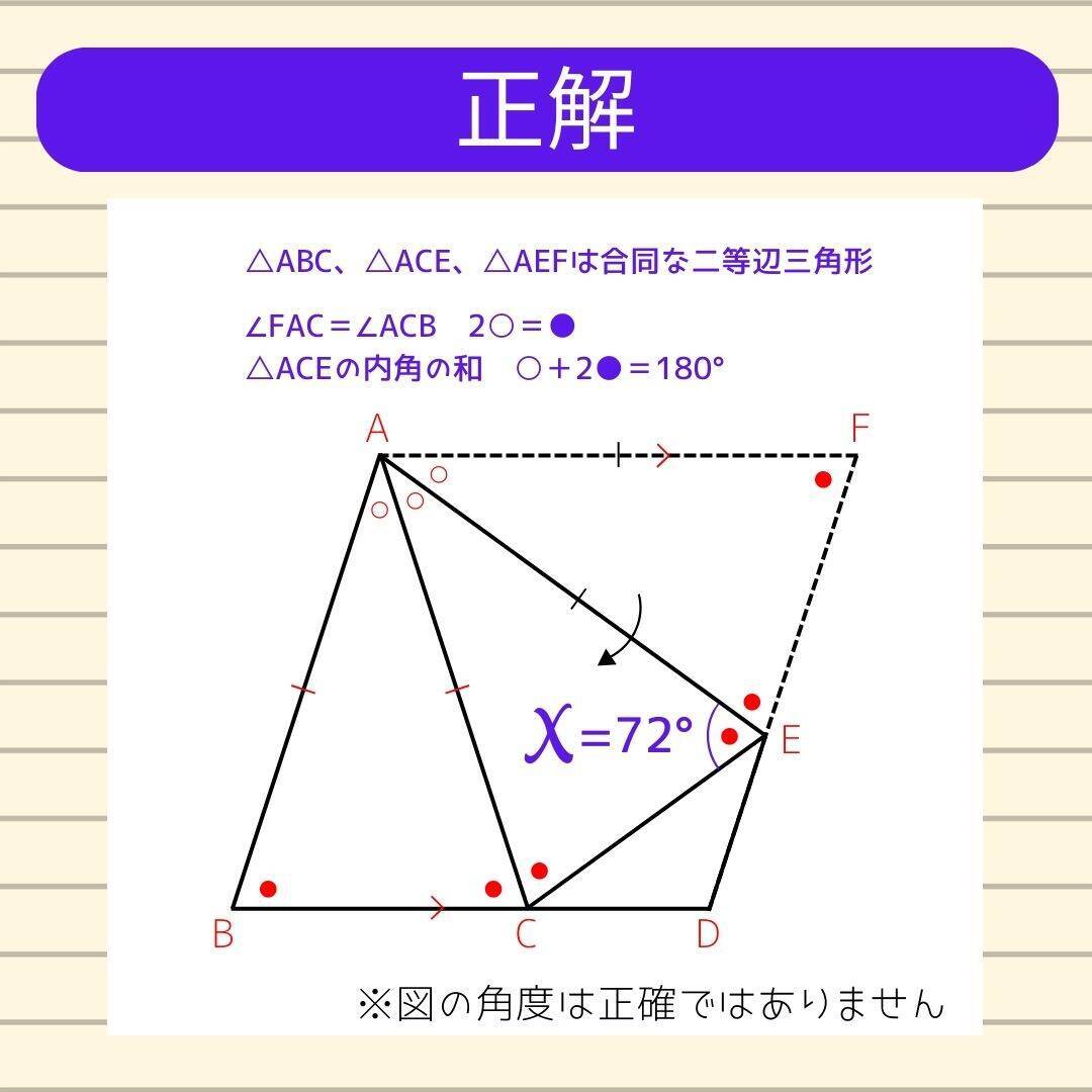 【角度当てクイズ Vol.2082】xの角度は何度？