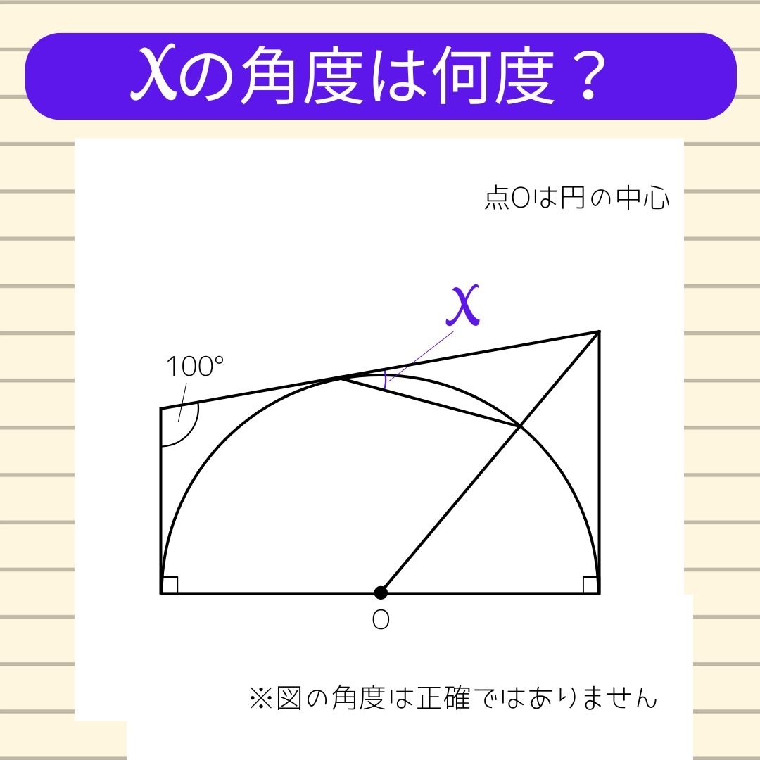 【角度当てクイズ Vol.1104】xの角度は何度？