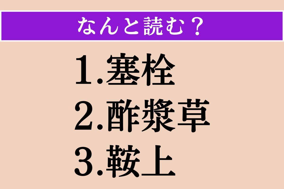 【難読漢字】「塞栓」「酢漿草」「鞍上」読める？