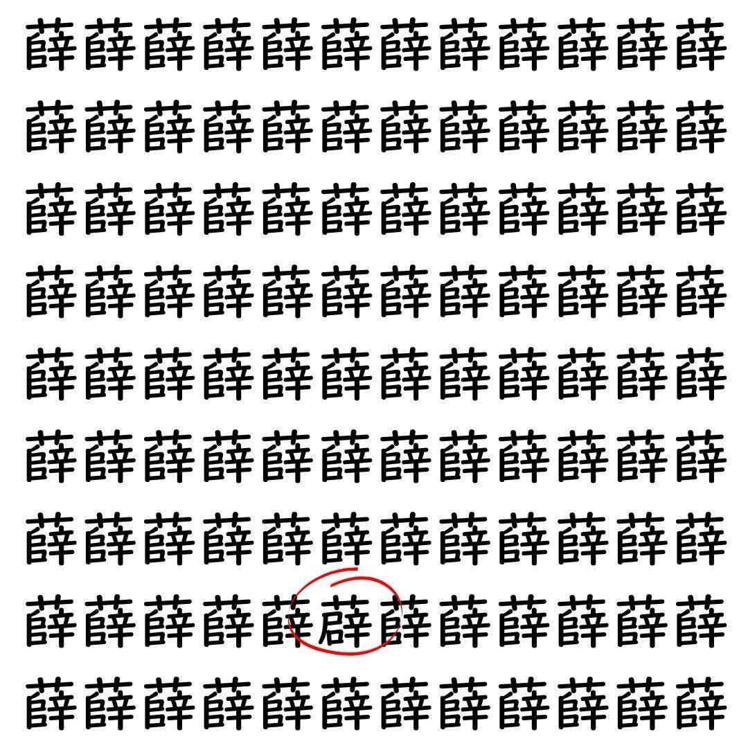 【漢字探し】ずらっと並んだ「薛」の中にまぎれた別の漢字一文字は？