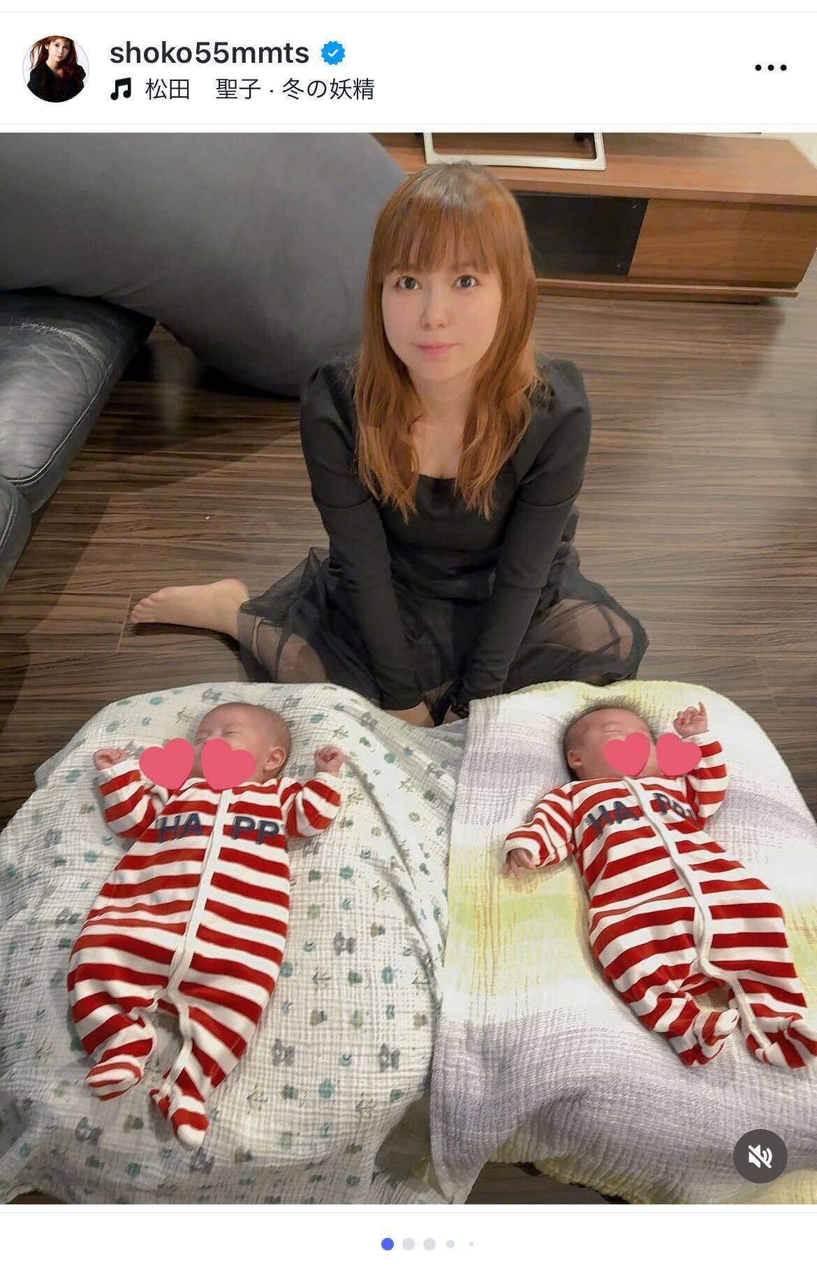 しょこたん、双子の息子の寝相とポーズに「ただものじゃない感じ」