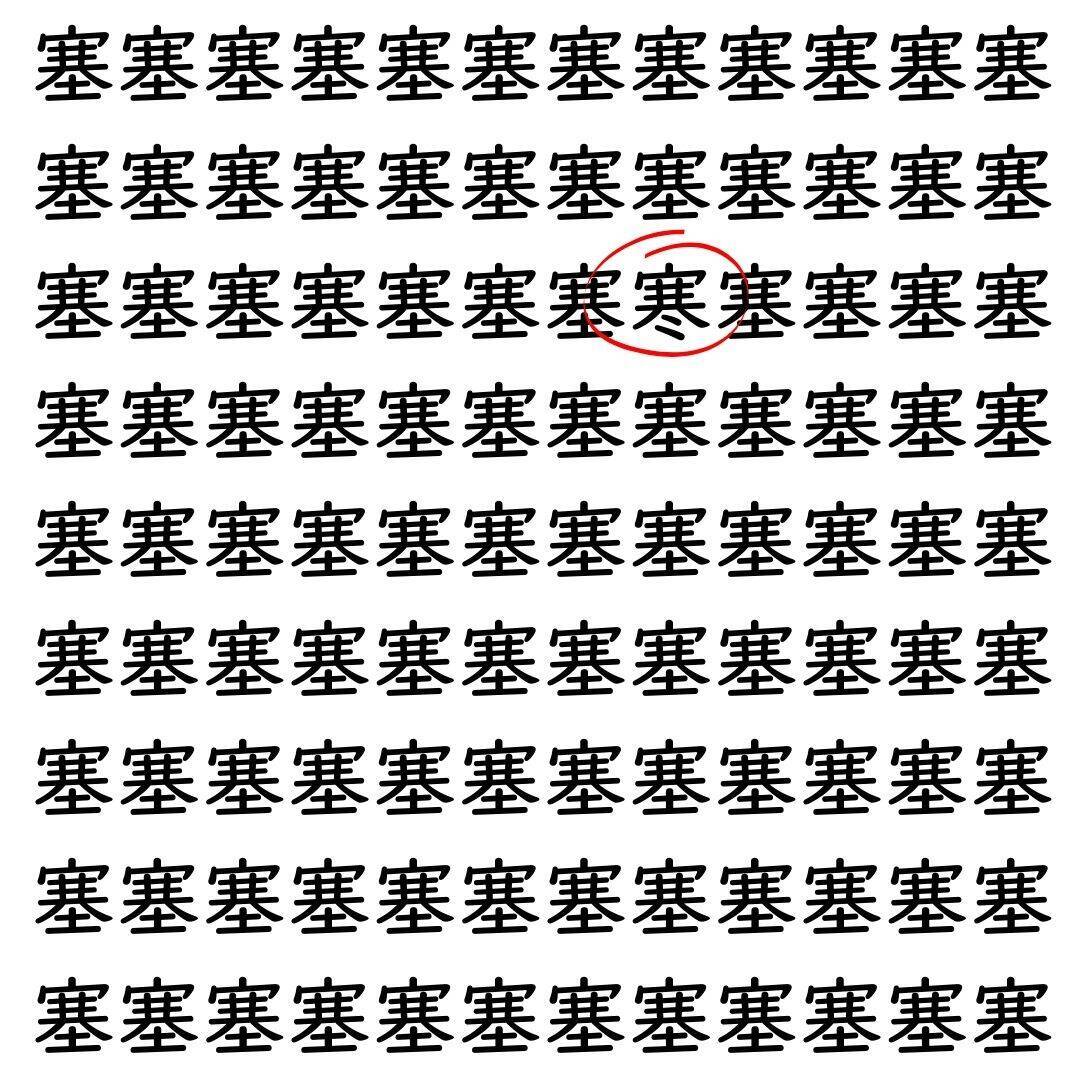 【漢字探し】ずらっと並んだ「塞」の中にまぎれた別の漢字一文字は？