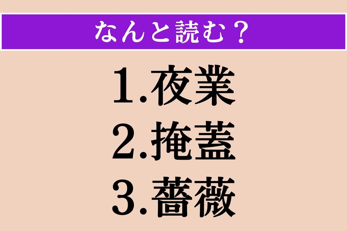 【難読漢字】「夜業」「掩蓋」「薔薇」読める？
