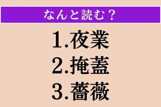 【難読漢字】「夜業」「掩蓋」「薔薇」読める？