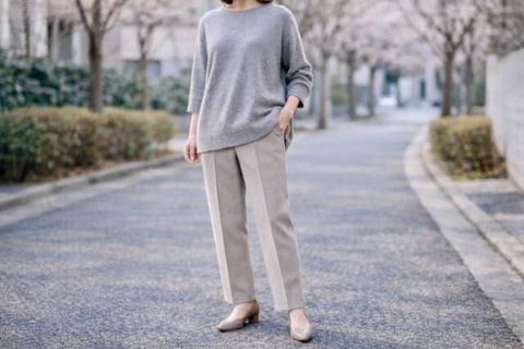 センタープレスパンツは“腰位置を上げる”と格段に美脚。40代・50代のスタイルアップ着こなし術