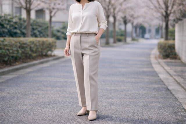 センタープレスパンツは“腰位置を上げる”と格段に美脚。40代・50代のスタイルアップ着こなし術