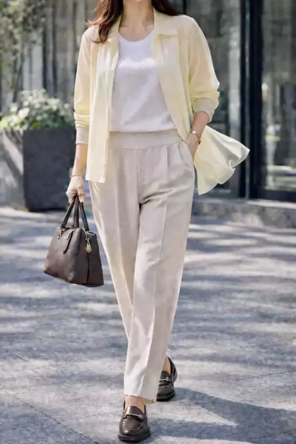 「【40代・50代】若見えする人は“スニーカーばかり”に頼らない。春コーデの抜け感の作り方」の画像