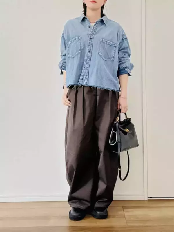 「「太って見えそう…」を回避！40代・50代骨格ストレートのGU・バレルパンツ正解コーデ」の画像