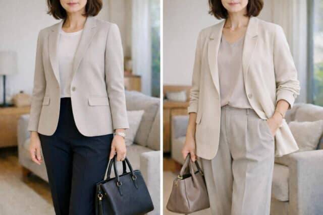 きちんと感はあるけど今っぽくない…。40代・50代の「ジャケット一択」コーデ問題