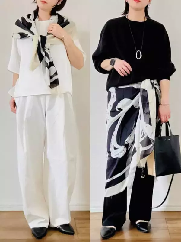 「なんとなく地味見えしてない？40代の春コーデは“レース＆スカーフ”で一気に今っぽく更新」の画像