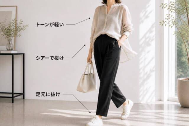 【40代・50代】黒パンツ、重くない？今っぽくて若々しい春コーデの正解