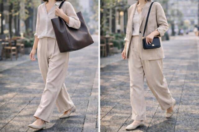 バッグは小さめ vs 大きめ、どっちが正解？大人コーデは“重心バランス”で変わる