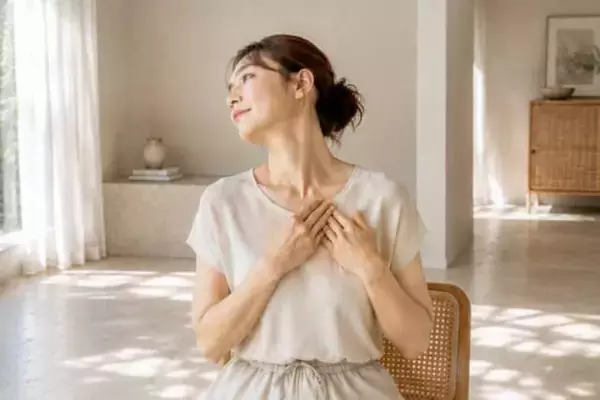 「横顔が老けて見える…。首の筋肉をゆるめてすっきりフェイスラインをめざす簡単ストレッチ」の画像