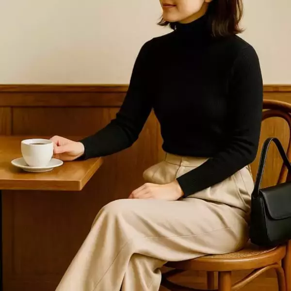 「昔のままだと“おば見え”。定番「黒タートル」は【コンパクト×抜け感】が正解です」の画像