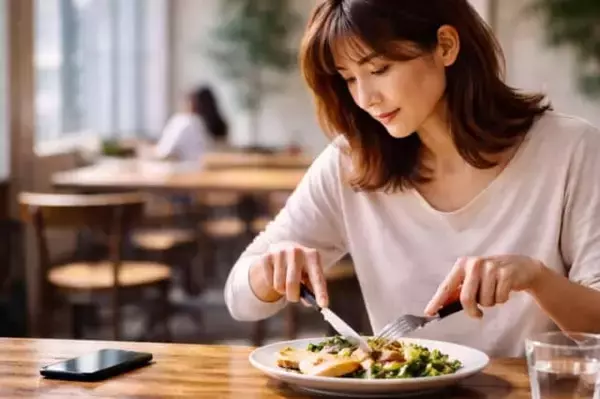 食事中にスマホを見る人、見ない人。“ながら食べ”は体型に影響出るの？