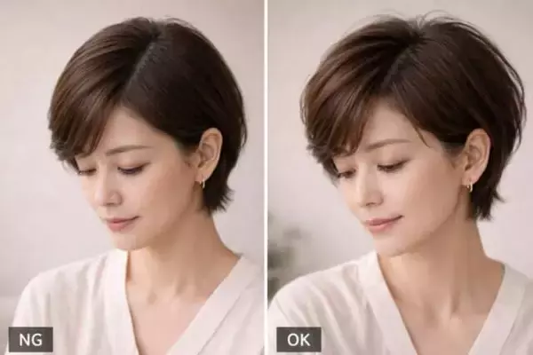 【40代・50代】トップが決まらないと古く見える？ショートヘアを今っぽく更新する「分け目設計」