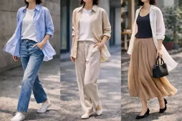 「【40代・50代】今っぽくて若々しい人は“１枚で着ない”。2026春シャツコーデは「重ねて抜く」が正解」の画像