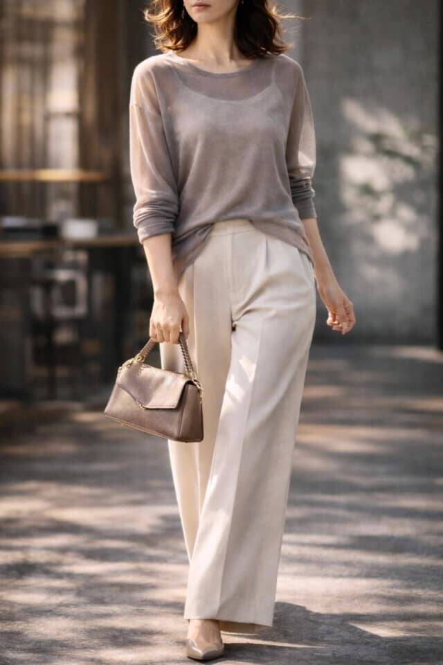 【40代・50代】若見えする人は“重ね方が軽い”。差がつく「シアーコーデ」のコツ