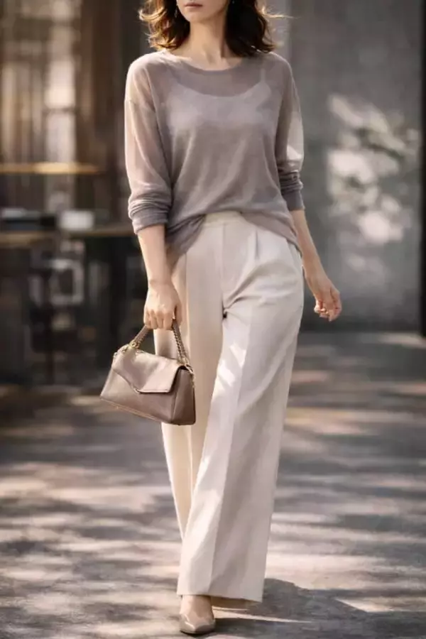 「【40代・50代】若見えする人は“重ね方が軽い”。差がつく「シアーコーデ」のコツ」の画像