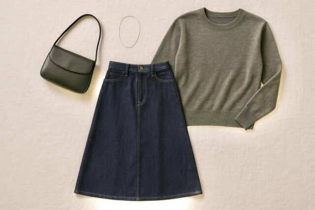 昔のままだと“おば見え”。再流行の「デニムスカート」は【ゆるAライン】が正解です