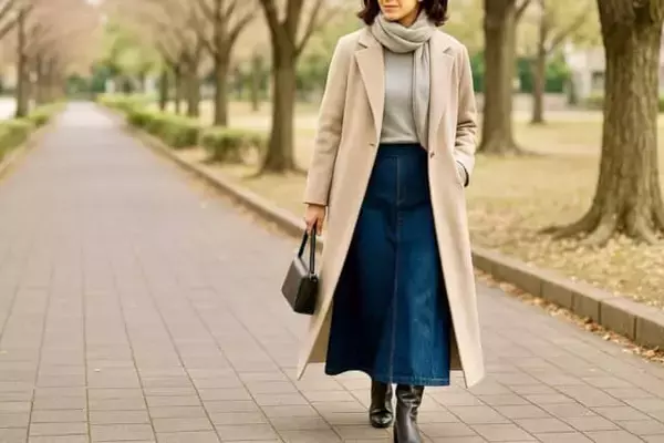 「昔のままだと“おば見え”。再流行の「デニムスカート」は【ゆるAライン】が正解です」の画像