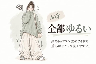 体型カバーのつもりが残念なことに…。大人をイタ見えさせる「ワイドパンツ」の着こなし