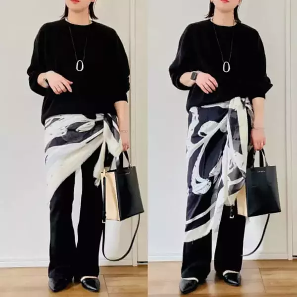 「「何を着ても決まらない…」40代からのコーデを即更新する【ZARA】大判スカーフ活用術」の画像
