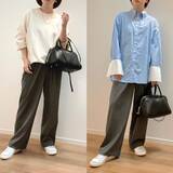 「大バズりアイテムを着回し。【ユニクロ】名品「タックワイドパンツ」で充実の秋コーデを」の画像1