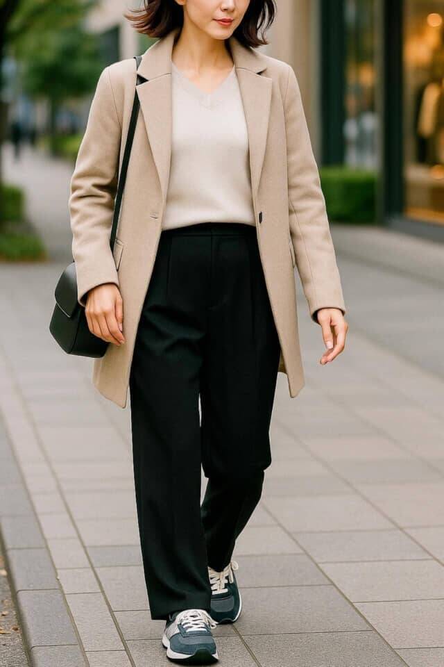 昔のままだと“おば見え”。今冬の「黒パンツ」は【とろみ素材×落ち感シルエット】が正解です